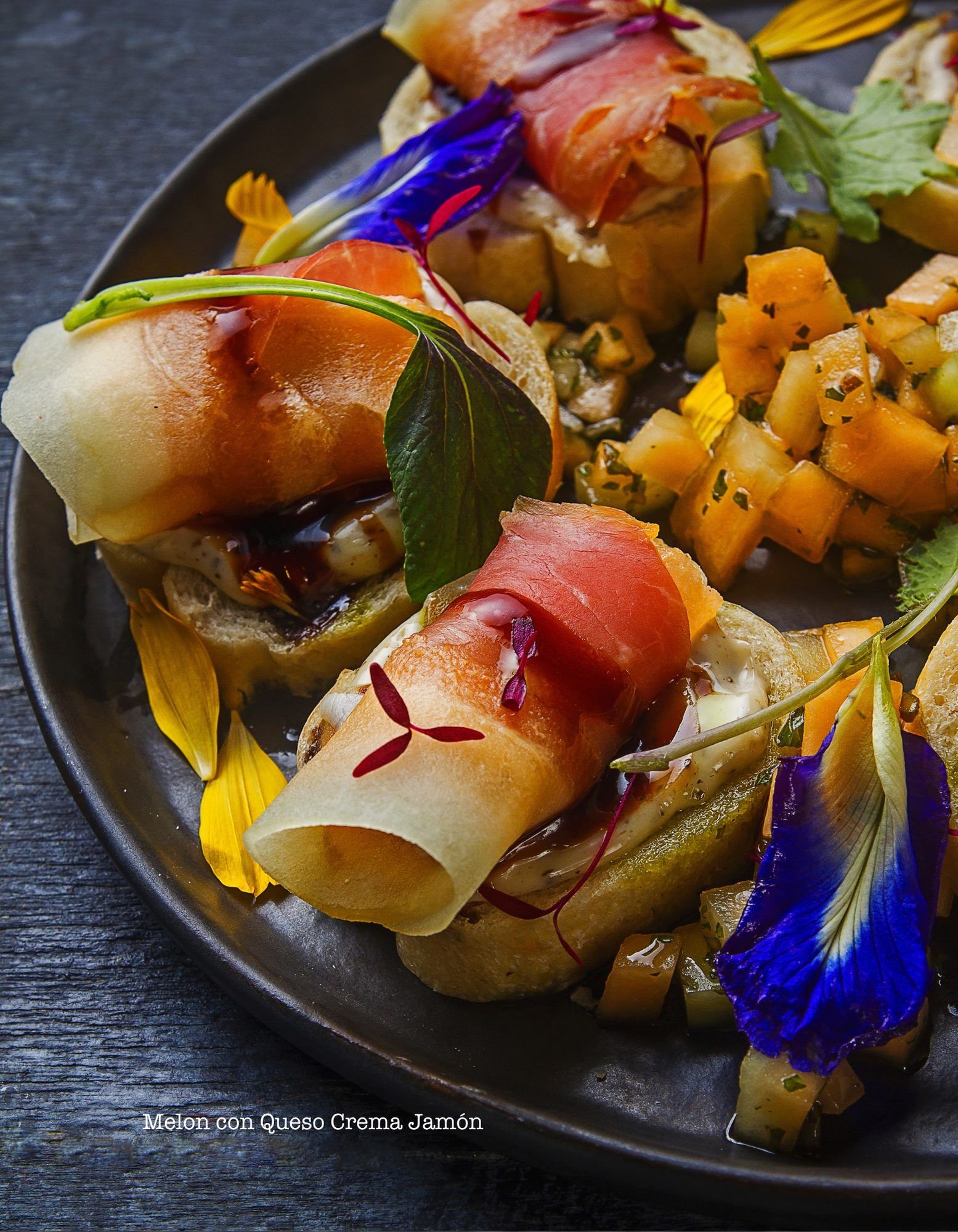 Melon con Queso Crema Jamón